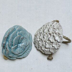 Ceramic Floral Napkin Ring Holder Table Setting Decor Set Of 2 Handmade In Italy